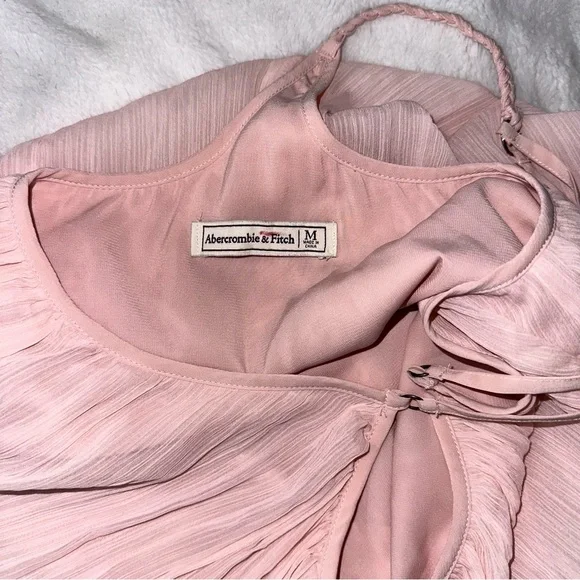 Abercrombie & Fitch Pink Pleated Swing Mini Dress Racerback Cocktail Party Mediu - Picture 8 of 10